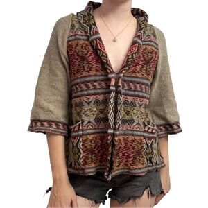Free People Cardigan Sweater Fairy Grunge Knit Wool Boho Nordic Size Medium